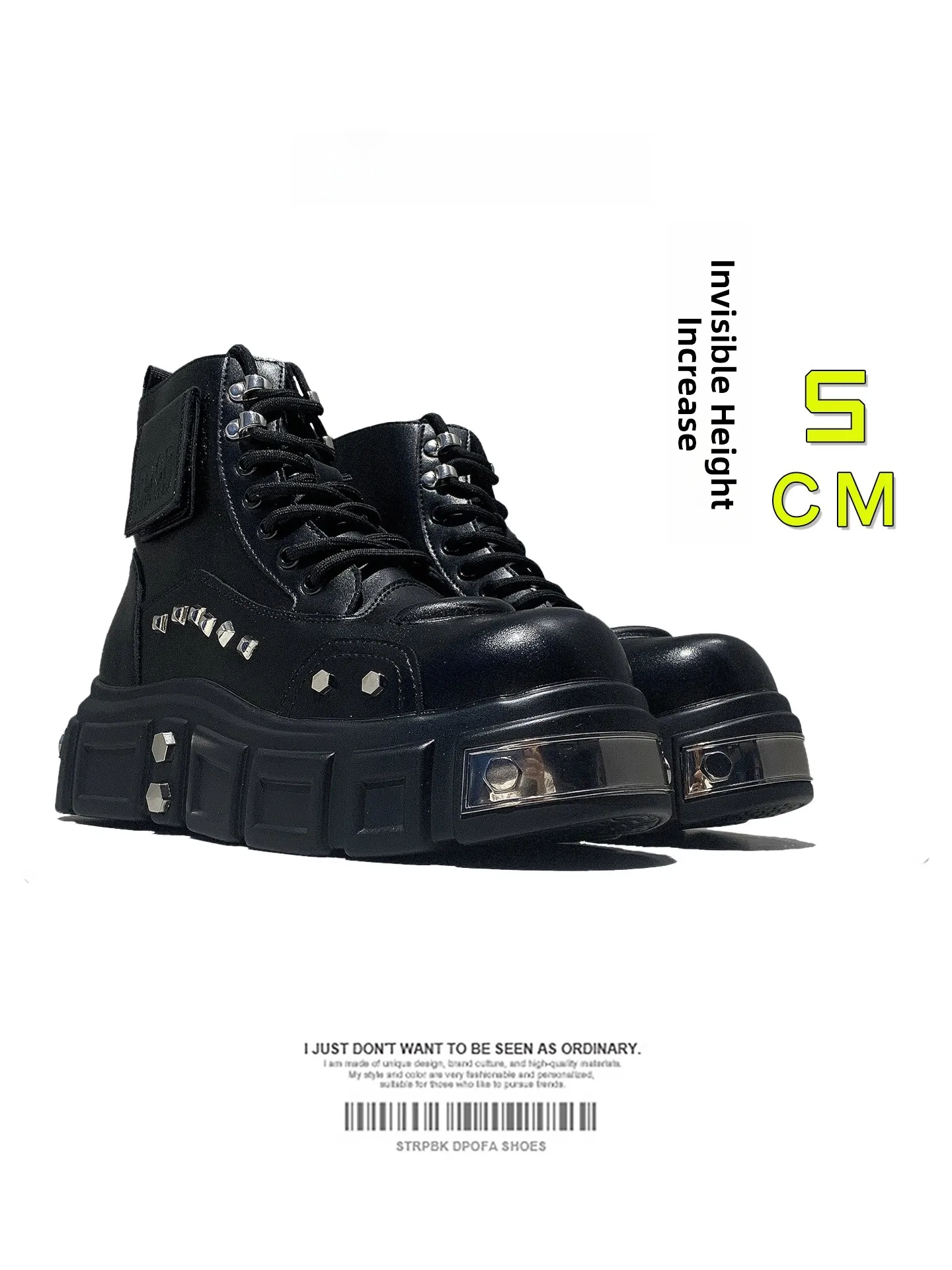 Punk Style Men's Boots Thick Bottom High Top Metal Splicing Motorcycle Boots Rivet Trend Brand British Style Boots
Punk Style Men's Boots Thick Bottom High Top Metal Splicing Motorcycle Boots Rivet Trend Brand British Style Boots