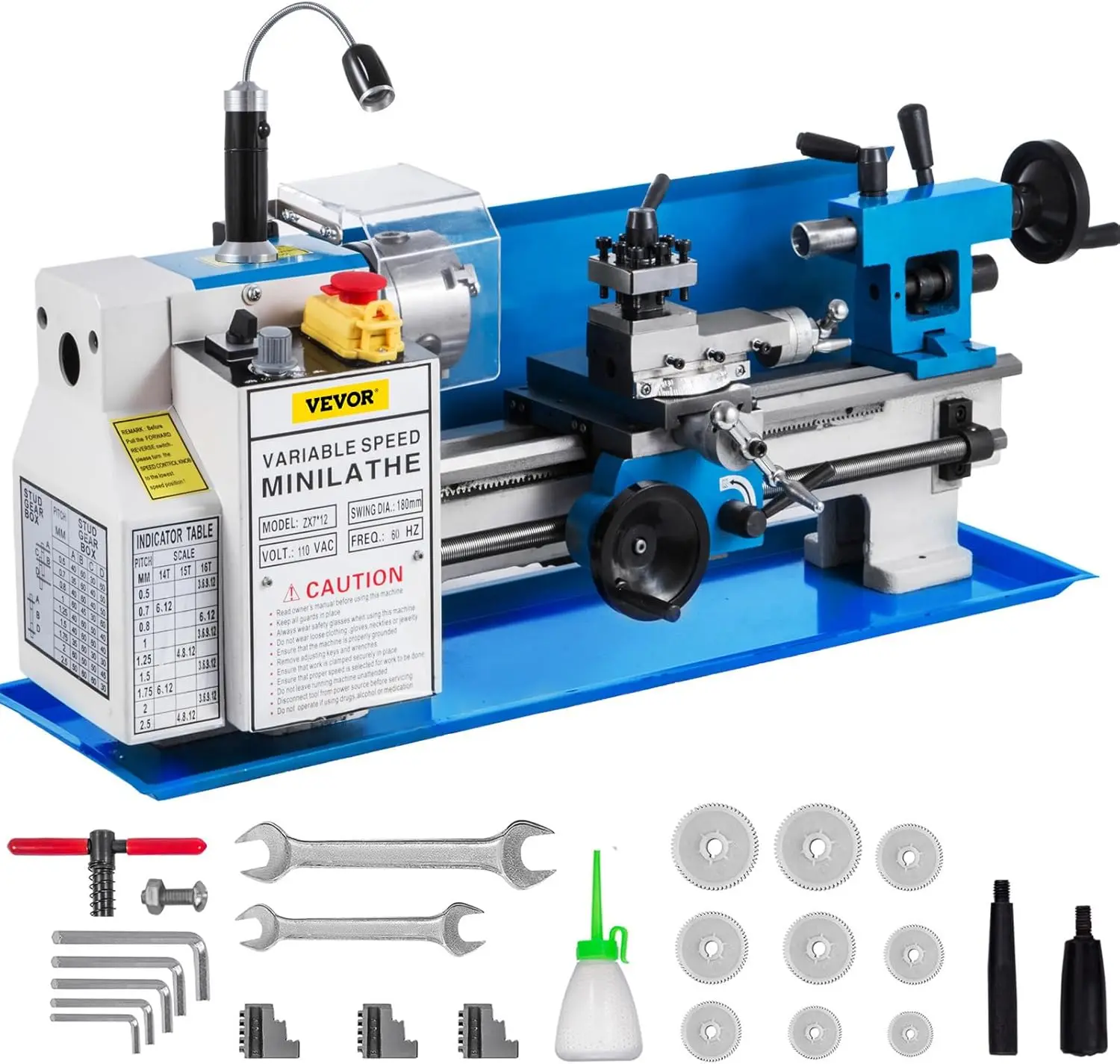 Metal Lathe 7 x12 Precision Bench Top Mini Metal Lathe 550W Variable Speed 50 2500 RPM Nylon Gear Movable Lamp for Precision
Metal Lathe 7 x12 Precision Bench Top Mini Metal Lathe 550W Variable Speed 50 2500 RPM Nylon Gear Movable Lamp for Precision
