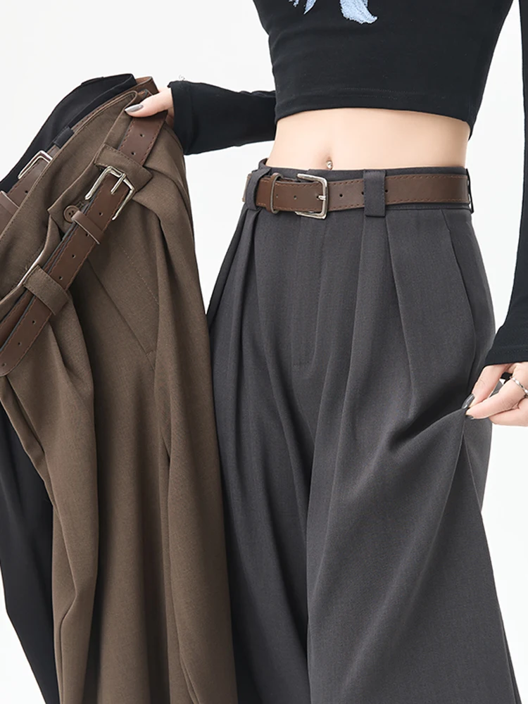 Elegant Grey Suit Pants Women's Loose Straight Leg Drapey Wide Leg Trousers Spring Autumn New Style Small Size High Waist
Elegant Grey Suit Pants Women's Loose Straight Leg Drapey Wide Leg Trousers Spring Autumn New Style Small Size High Waist