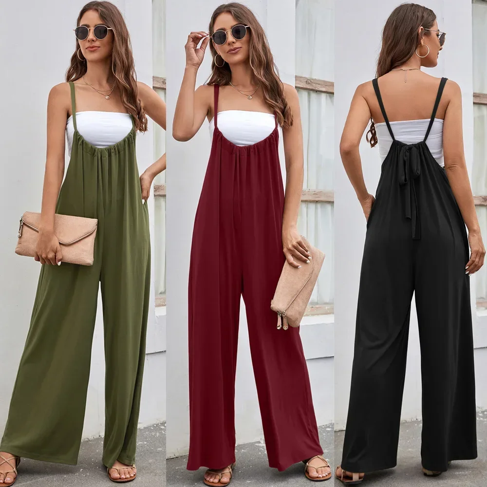 Sling Wide Leg Pants Overalls for Women Jumpsuits Backless Solid Color One Piece Jumpsuits Casual Loose Sleeveless Romper Female
Sling Wide Leg Pants Overalls for Women Jumpsuits Backless Solid Color One Piece Jumpsuits Casual Loose Sleeveless Romper Female