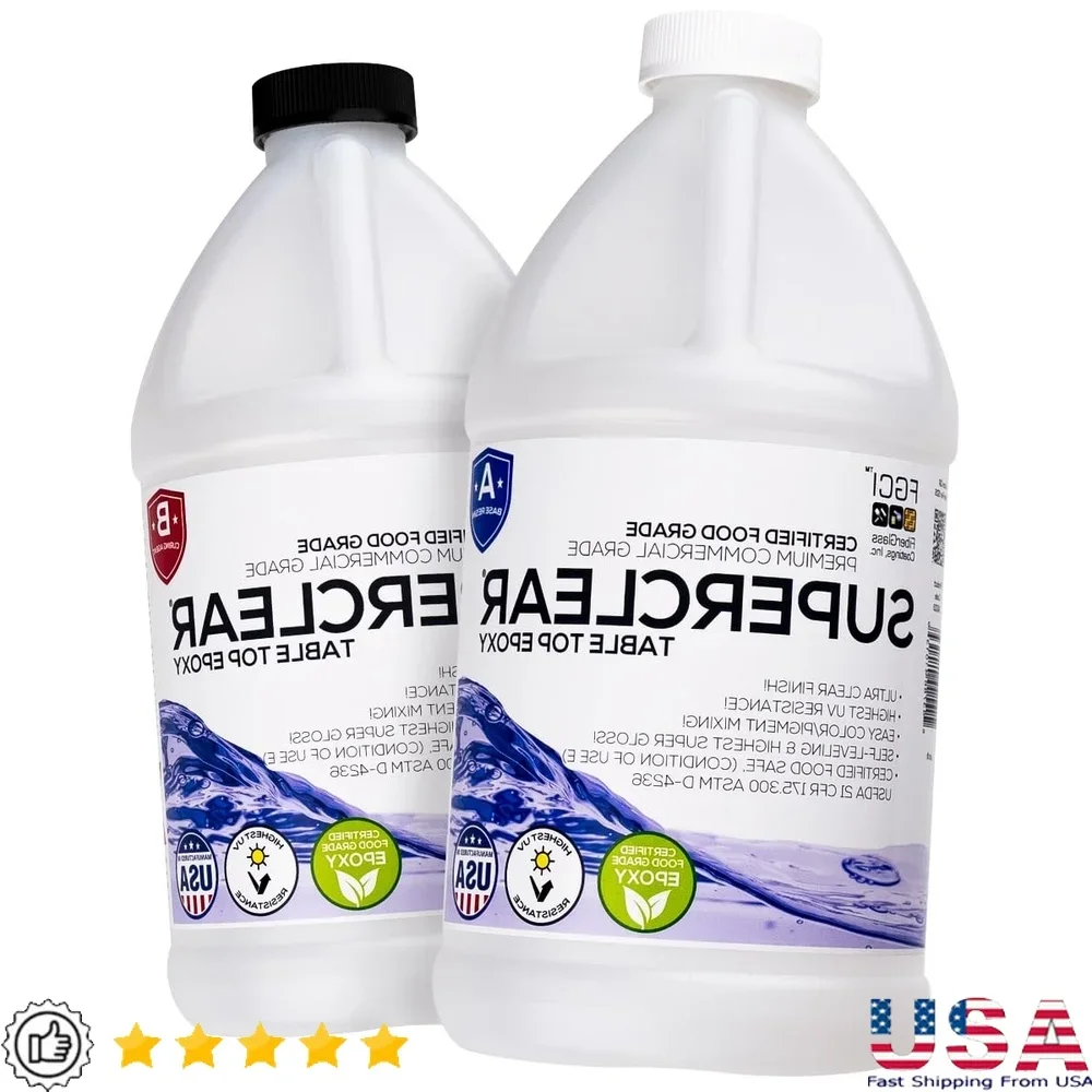 Superclear Epoxy Resin Table Top Kit Ultra Gloss Food Grade UV Resistant Scratch Resistant Self Leveling 128 oz Coating
Superclear Epoxy Resin Table Top Kit Ultra Gloss Food Grade UV Resistant Scratch Resistant Self Leveling 128 oz Coating