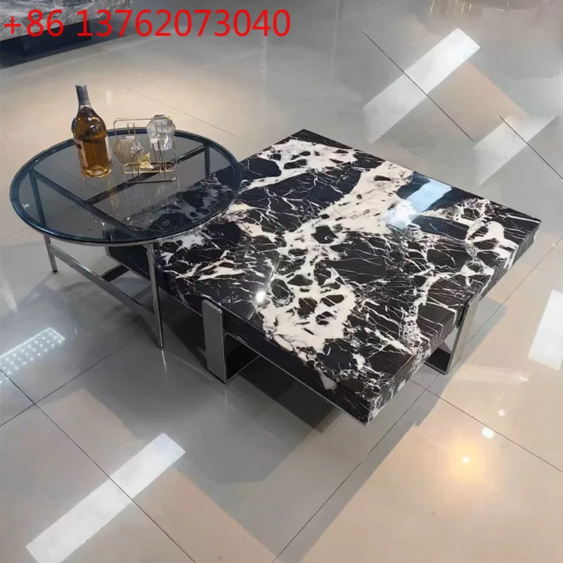 Light luxury living room household marble square coffee table glass edge table combination
Light luxury living room household marble square coffee table glass edge table combination
