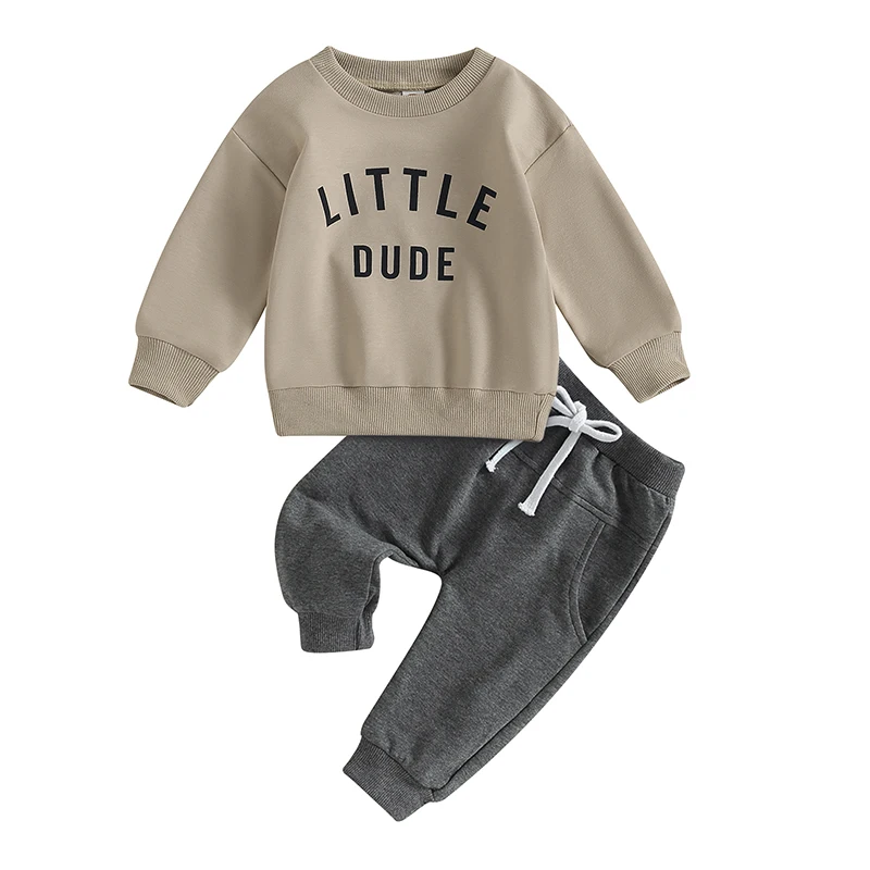 Baby Toddler Boys Fall Winter Outfits Little Dude Letter Printed Long Sleeve Sweatshirts Pants 2Pcs Clothes Set
Baby Toddler Boys Fall Winter Outfits Little Dude Letter Printed Long Sleeve Sweatshirts Pants 2Pcs Clothes Set
