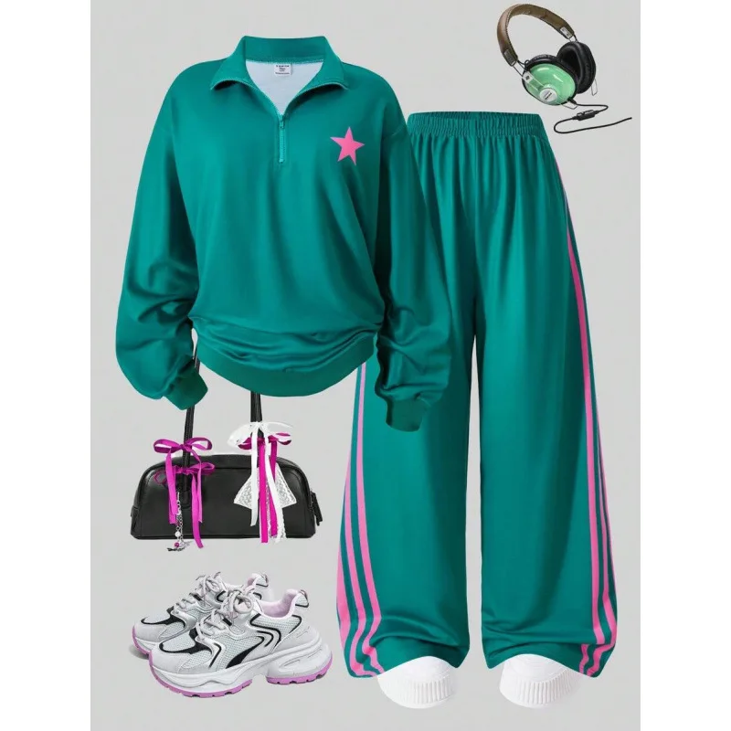 Color Stripe Hoodie Set Women's Fashion Summer Outfit Long Pants Combo Unbranded Casual Wear Student School Uniform Alternative
Color Stripe Hoodie Set Women's Fashion Summer Outfit Long Pants Combo Unbranded Casual Wear Student School Uniform Alternative
