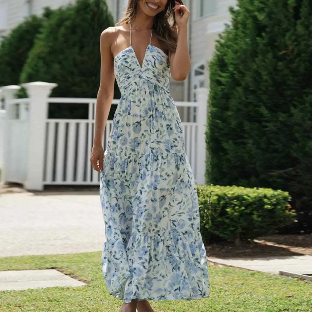 V-neck Long Dress Off Shoulder Dress Floral Print Halter Maxi Dress for Women Vacation Beach Sundress with Off Shoulder Design
V-neck Long Dress Off Shoulder Dress Floral Print Halter Maxi Dress for Women Vacation Beach Sundress with Off Shoulder Design