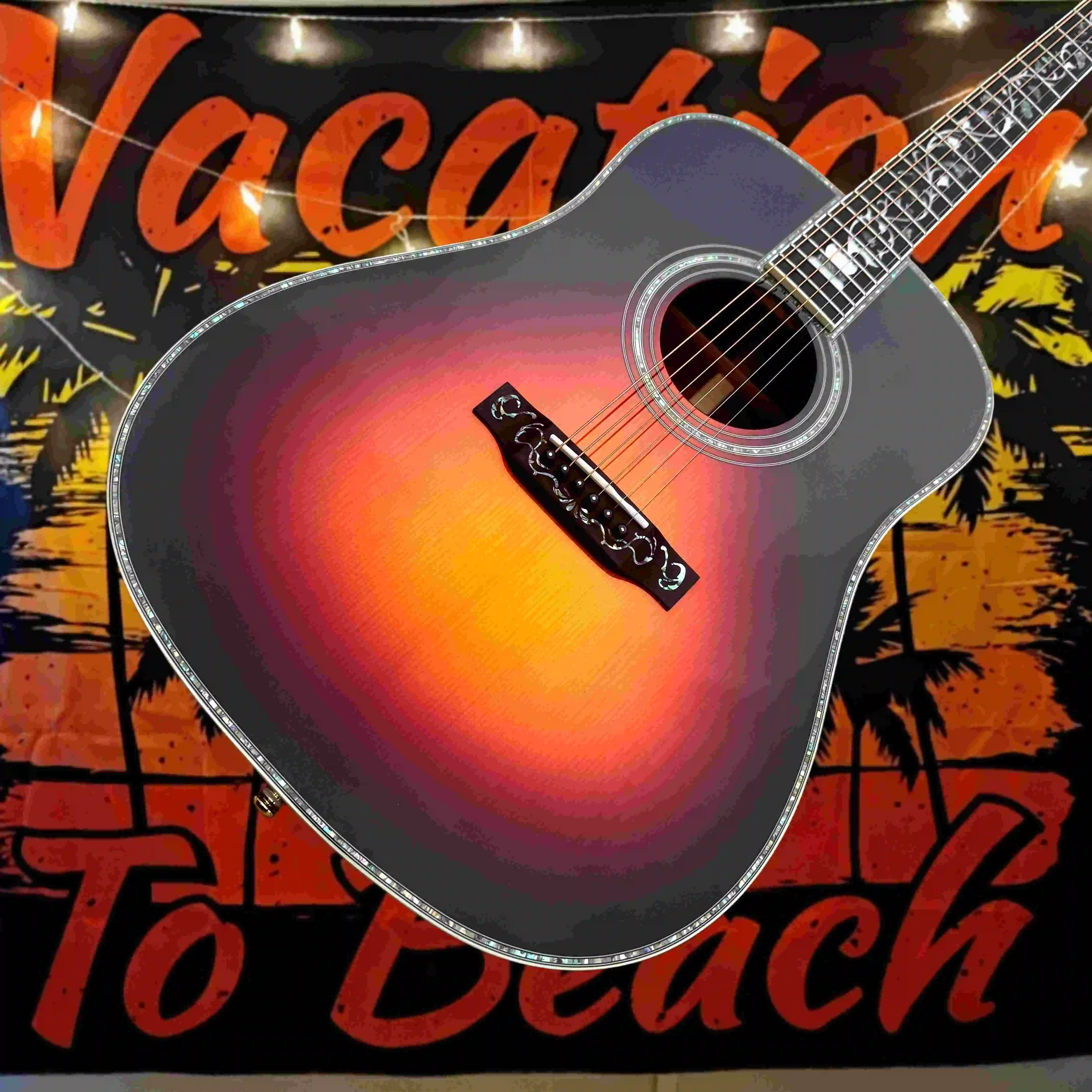 D45VS Acoustic Guitar Small Flower Black Ebony Piano Size 41Inch Spruce Solid Top Bright Transparent Sound Performance Specific
D45VS Acoustic Guitar Small Flower Black Ebony Piano Size 41Inch Spruce Solid Top Bright Transparent Sound Performance Specific
