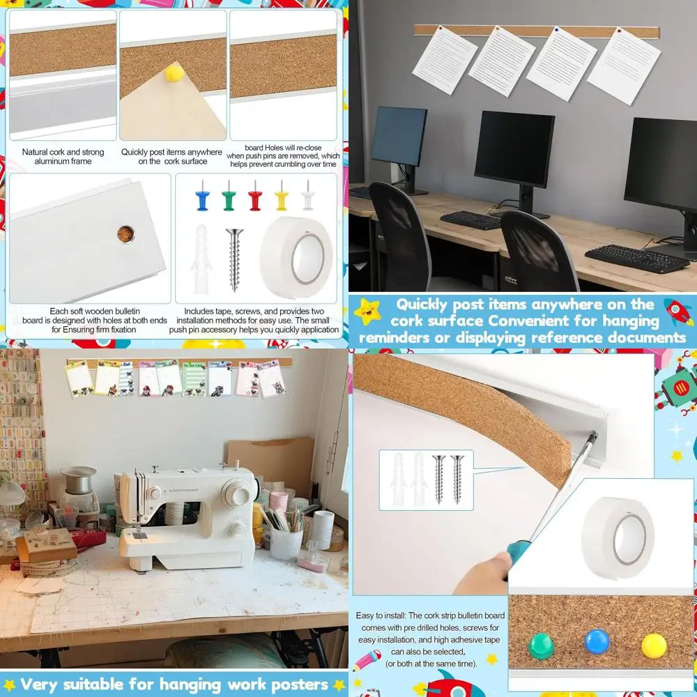 Set of 3, 72 x 2 Brown Cork Boards with Aluminum Frame for Wall Mounting in Classrooms, Offices, and Cubicles
Set of 3, 72 x 2 Brown Cork Boards with Aluminum Frame for Wall Mounting in Classrooms, Offices, and Cubicles