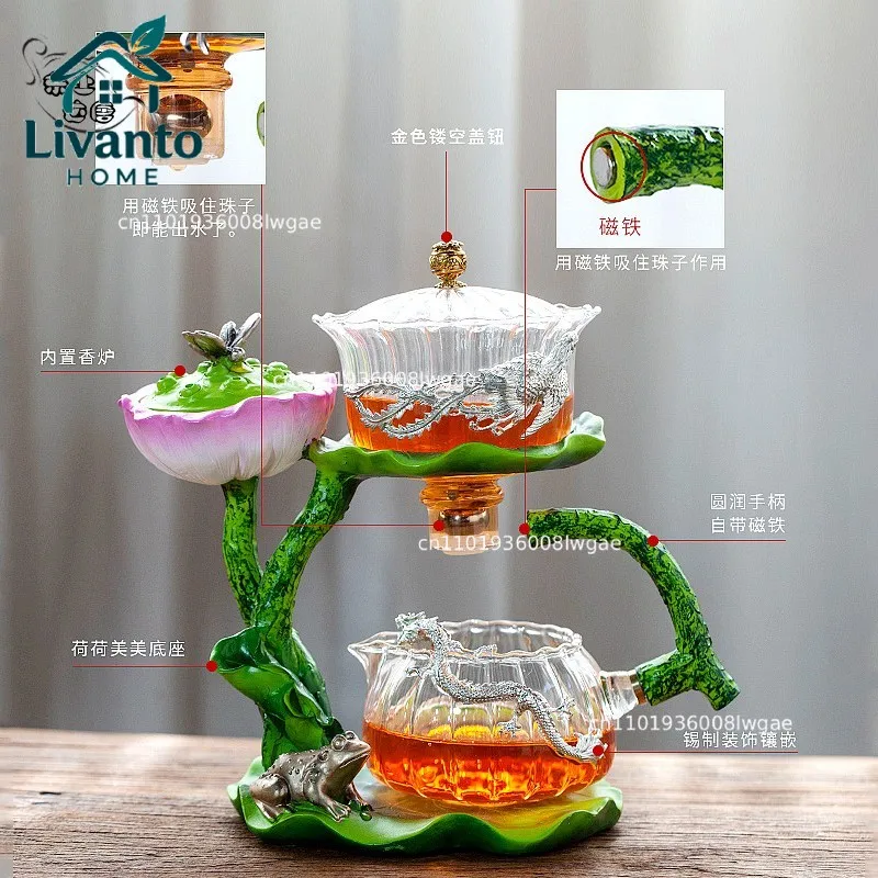 Automatic Tea Set with Heat-Resistant Glass Teapot and Lazy Magnetic Tea Infuser for Home and Office
Automatic Tea Set with Heat-Resistant Glass Teapot and Lazy Magnetic Tea Infuser for Home and Office