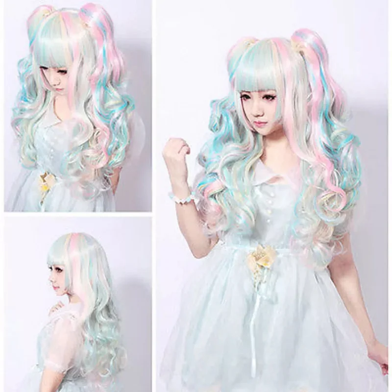 Women's Light Blue Pink Hair Cosplay Party Wigs Lolita Long Curly Wave Full Wig
Women's Light Blue Pink Hair Cosplay Party Wigs Lolita Long Curly Wave Full Wig