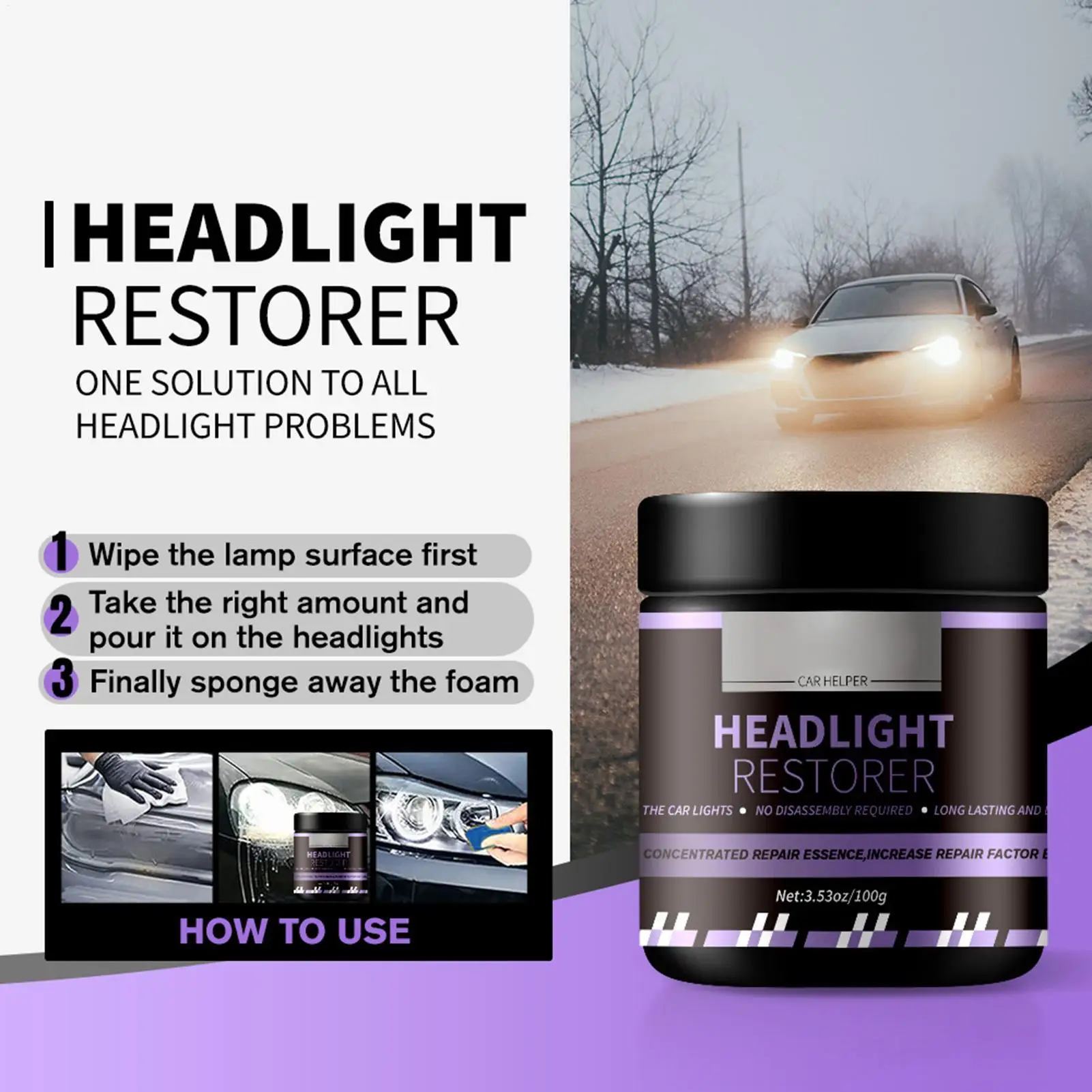 Реставратор фар 100 г Очиститель линз для фар с губчатой щеткой Профессиональная польская паста для обслуживания автомобильных фар
Реставратор фар 100 г Очиститель линз для фар с губчатой щеткой Профессиональная польская паста для обслуживания автомобильных фар