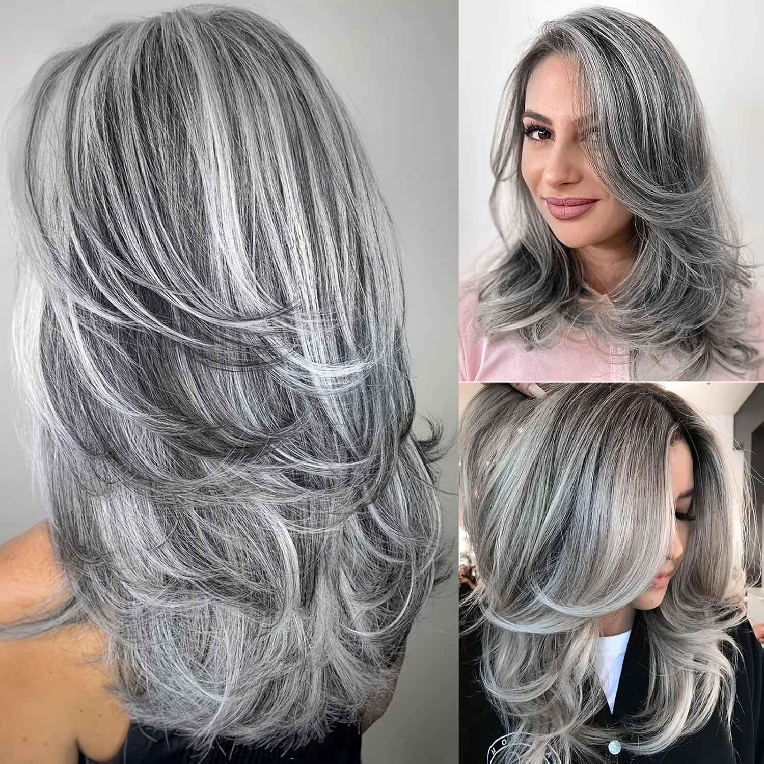 20" Synthetic Long Layered Silvery Wavy Wig for Women Natural Looking Heat Resistant Wig with Curly Style for Daily Party Use
20" Synthetic Long Layered Silvery Wavy Wig for Women Natural Looking Heat Resistant Wig with Curly Style for Daily Party Use