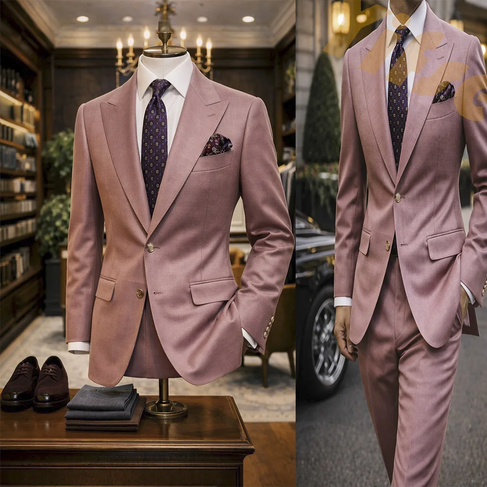 Pink 2-Buttons Jacket Pants Tailored Blazer Trousers Men Suit Set Wedding Groom Coat Outfits Dinner Party Wear Ceremony Dress
Pink 2-Buttons Jacket Pants Tailored Blazer Trousers Men Suit Set Wedding Groom Coat Outfits Dinner Party Wear Ceremony Dress