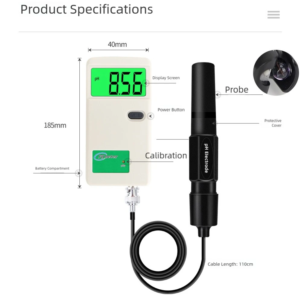 Black Digital PH Meter Digital Water Quality Tester Easy Operation Hydroponics Testing Laboratory Use Wide Application Range
Black Digital PH Meter Digital Water Quality Tester Easy Operation Hydroponics Testing Laboratory Use Wide Application Range