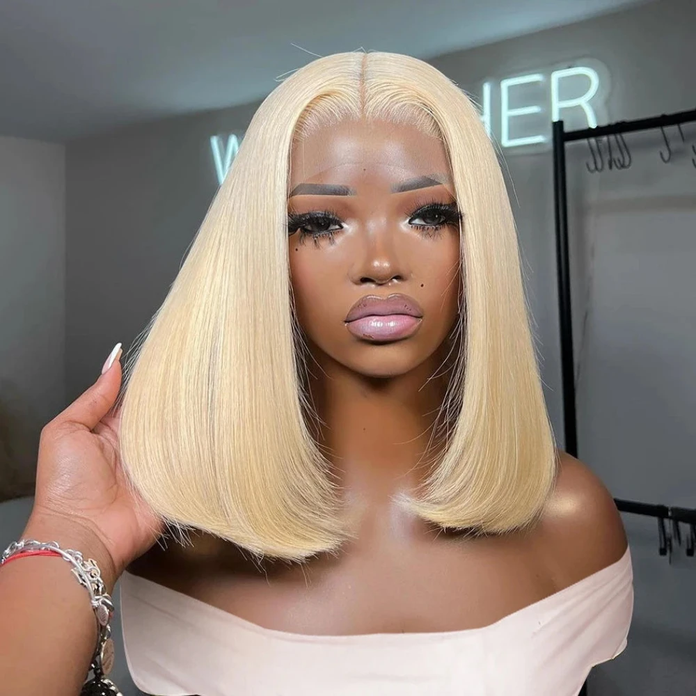 613 Blonde Straight Bob Wigs Human Hair 13x4 HD Transparent Lace Wigs Remy Hair Pre Plucked Short Bob Wig 10-18 Inches For Women
613 Blonde Straight Bob Wigs Human Hair 13x4 HD Transparent Lace Wigs Remy Hair Pre Plucked Short Bob Wig 10-18 Inches For Women
