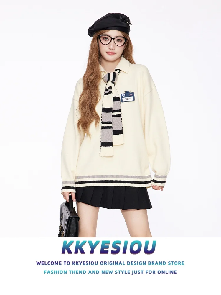 Американский ретро-свитер в университетском стиле для мужчин с вязаными элементами и дизайном с имитацией шарфа, модная одежда для пар на весну-осень
Американский ретро-свитер в университетском стиле для мужчин с вязаными элементами и дизайном с имитацией шарфа, модная одежда для пар на весну-осень