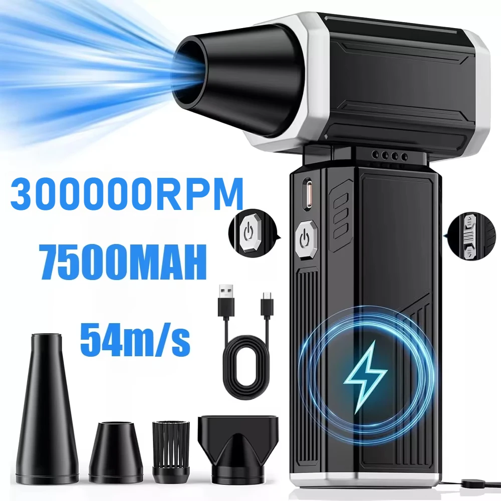 New 300000RPM Violent Fan Strong Winds 54m/s Brushless Turbo Jet Blower Powerful Air Blower Vacuum Dust Cleaner Type-C Charging
New 300000RPM Violent Fan Strong Winds 54m/s Brushless Turbo Jet Blower Powerful Air Blower Vacuum Dust Cleaner Type-C Charging