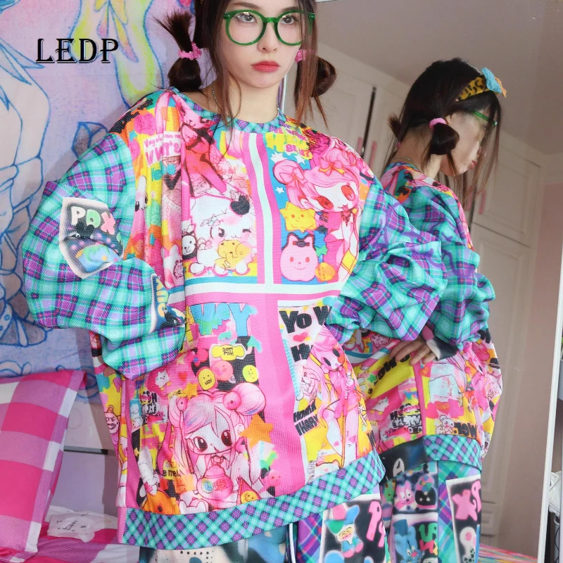 Original Design Spring Autumn Women's Sweatshirts Cute Sweet Kawaii Top Cartoon Print Plaid Splicing Long-sleeved Hoodie Ladies
Original Design Spring Autumn Women's Sweatshirts Cute Sweet Kawaii Top Cartoon Print Plaid Splicing Long-sleeved Hoodie Ladies