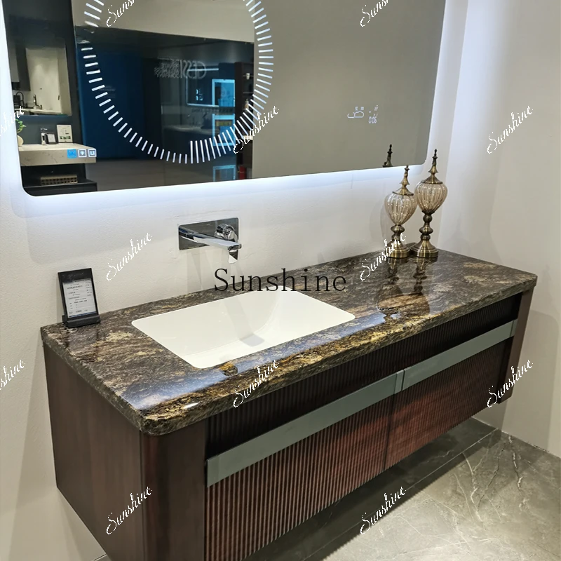 High-end bathroom cabinet combination marble seamless basin color hand wash basin cabinet FT
High-end bathroom cabinet combination marble seamless basin color hand wash basin cabinet FT
