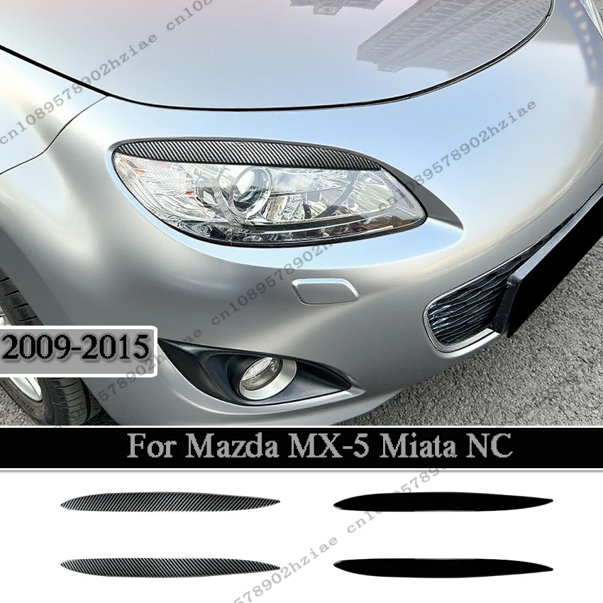 Для Mazda MX-5 Miata NC FACELFT 2009-2015 2 шт. глянцевый черный/углеродный вид праймер, крышка передней лампы, веки, автомобильные аксессуары, ABS 
Для Mazda MX-5 Miata NC FACELFT 2009-2015 2 шт. глянцевый черный/углеродный вид праймер, крышка передней лампы, веки, автомобильные аксессуары, ABS