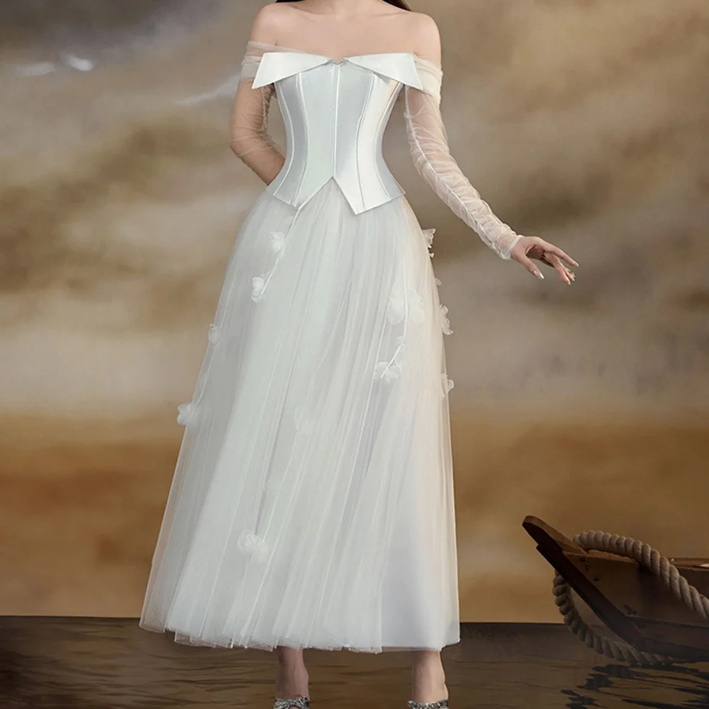 CustomizedStrapless Off the Shoulder Long Sleeve Tulle Ankle Length A-Line Applique Zipper Back Backless Elegant Evening Dress C
CustomizedStrapless Off the Shoulder Long Sleeve Tulle Ankle Length A-Line Applique Zipper Back Backless Elegant Evening Dress C