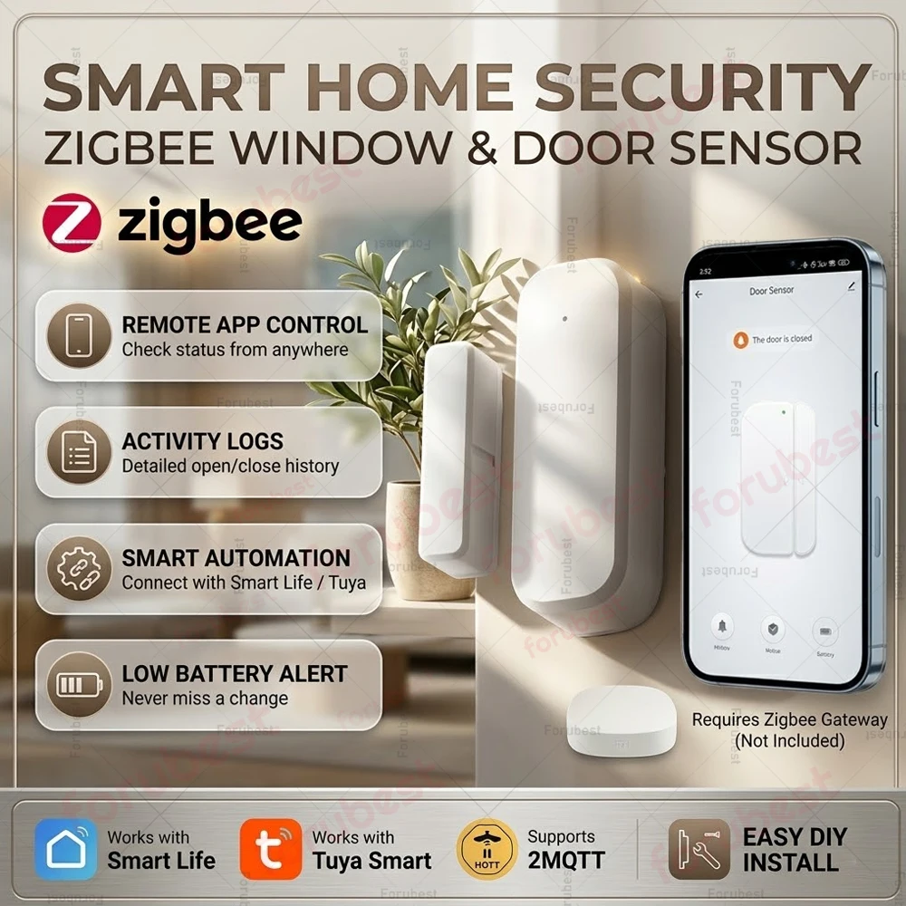 Tuya Zigbee Door Sensor Window Contact Sensor Open Closed Detector Smart Home Alarm Security Protection work with Smart Life Z2M
Tuya Zigbee Door Sensor Window Contact Sensor Open Closed Detector Smart Home Alarm Security Protection work with Smart Life Z2M