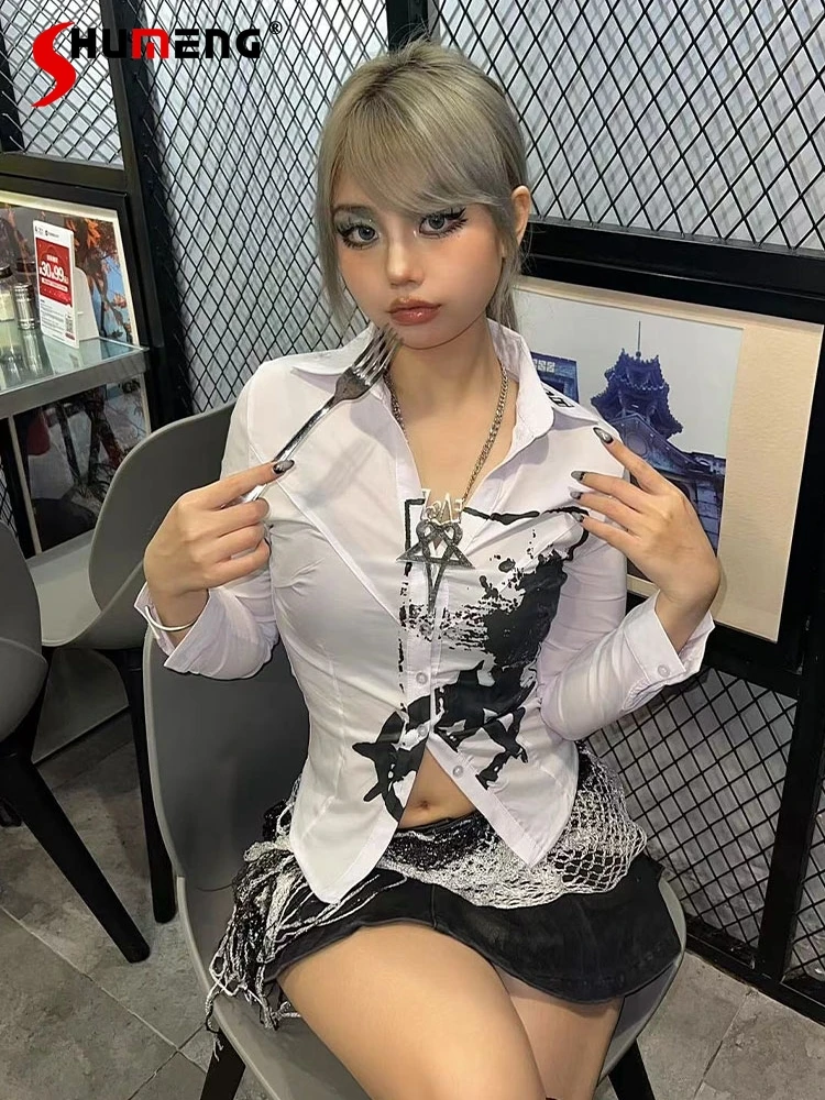Hot Girl Streetwear Fashion Long Sleeve Shirt Female Slim-Fit Hand-painted Printing Elegant Short White Blouses Women Autumn Top
Hot Girl Streetwear Fashion Long Sleeve Shirt Female Slim-Fit Hand-painted Printing Elegant Short White Blouses Women Autumn Top