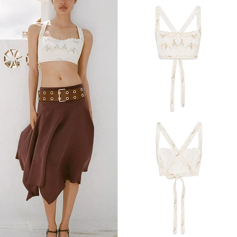 Ele Floral Embroidery ort Top for Women Faionable Street Sle Summer 2025 Polyester Fiber 00% Women's Vest
Ele Floral Embroidery ort Top for Women Faionable Street Sle Summer 2025 Polyester Fiber 00% Women's Vest