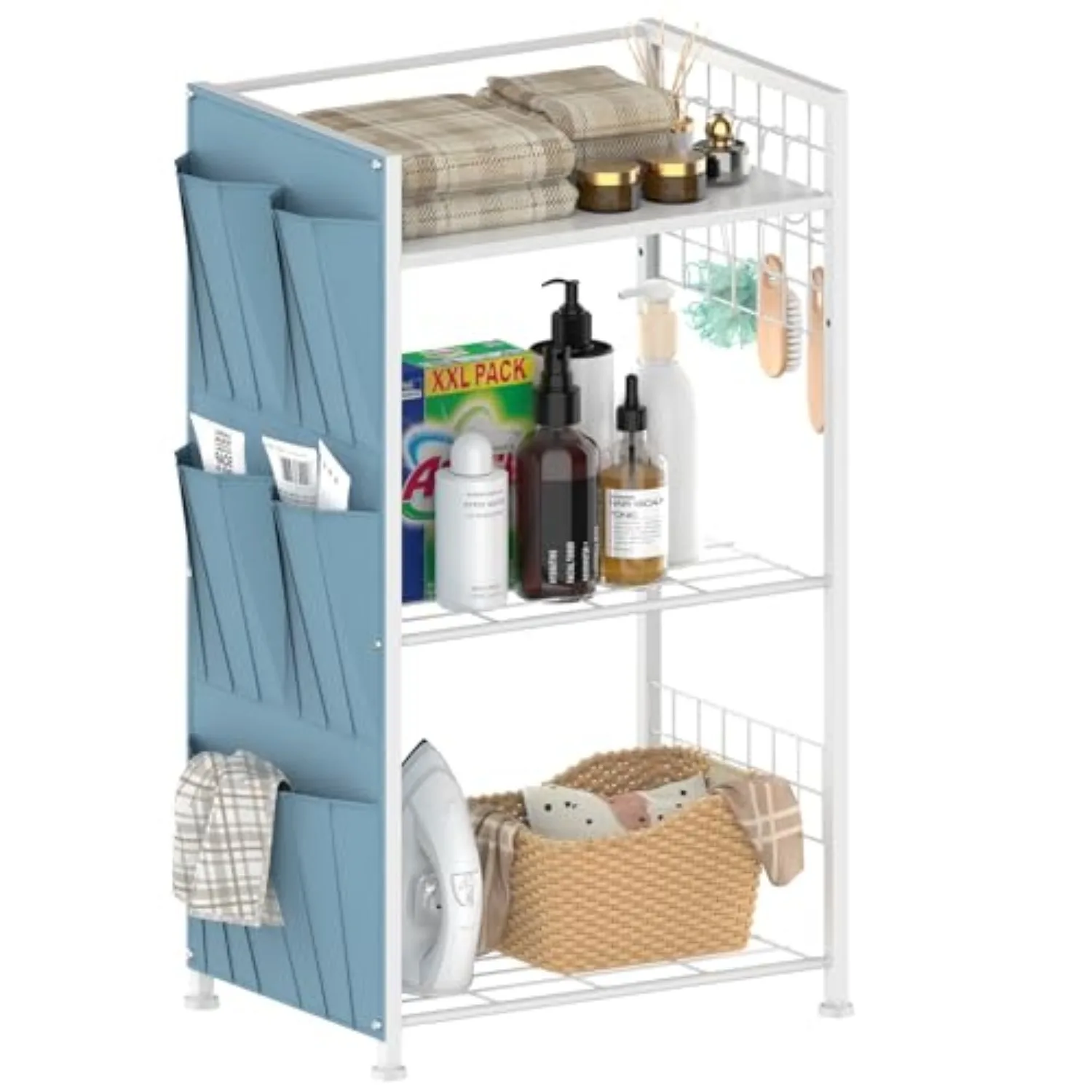 3-Tier White Bathroom Shelf, Wood Ladder Organizer w/ Storage Bags & Hooks, Space Saving Laundry Rack for Bathroom Living Room
3-Tier White Bathroom Shelf, Wood Ladder Organizer w/ Storage Bags & Hooks, Space Saving Laundry Rack for Bathroom Living Room