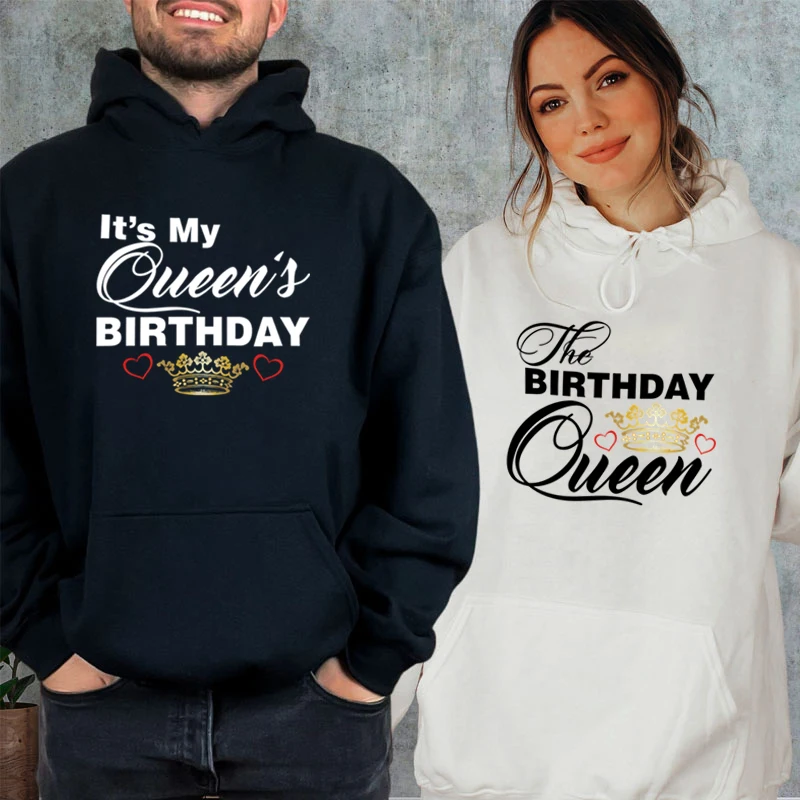 Fashion Couple Hoodies The Birthday Queen/It's My Queen's Birthday Print Long Sleeve Streetwear Golden Crown Unisex Sweatshirt
Fashion Couple Hoodies The Birthday Queen/It's My Queen's Birthday Print Long Sleeve Streetwear Golden Crown Unisex Sweatshirt