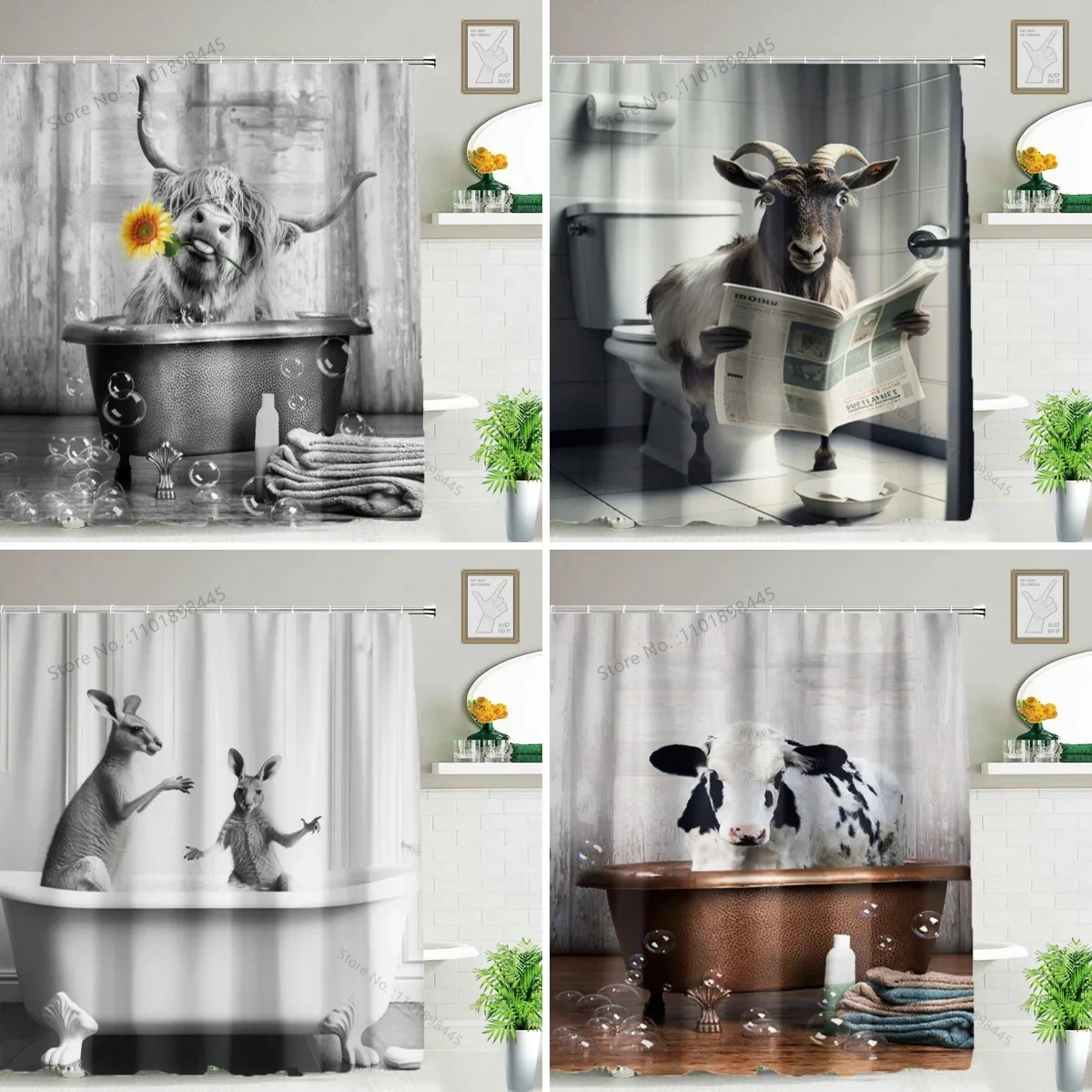 Funny Animal Shower Curtain Bathtub Yak Cow Donkey Jungle Wildlife Modern Minimalist Toilet Reading Goat Bathroom Shower Curtain
Funny Animal Shower Curtain Bathtub Yak Cow Donkey Jungle Wildlife Modern Minimalist Toilet Reading Goat Bathroom Shower Curtain
