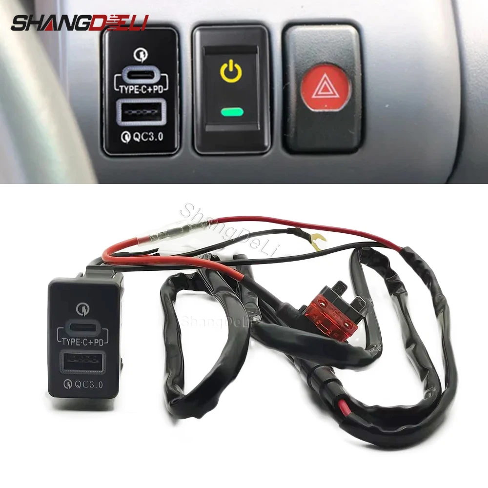 Car Dual Quick Charger TYPE-C PD QC3.0 USB Fast Charge Interface Power Adapter For Isuzu KV100 KV600 K600 Accessories
Car Dual Quick Charger TYPE-C PD QC3.0 USB Fast Charge Interface Power Adapter For Isuzu KV100 KV600 K600 Accessories