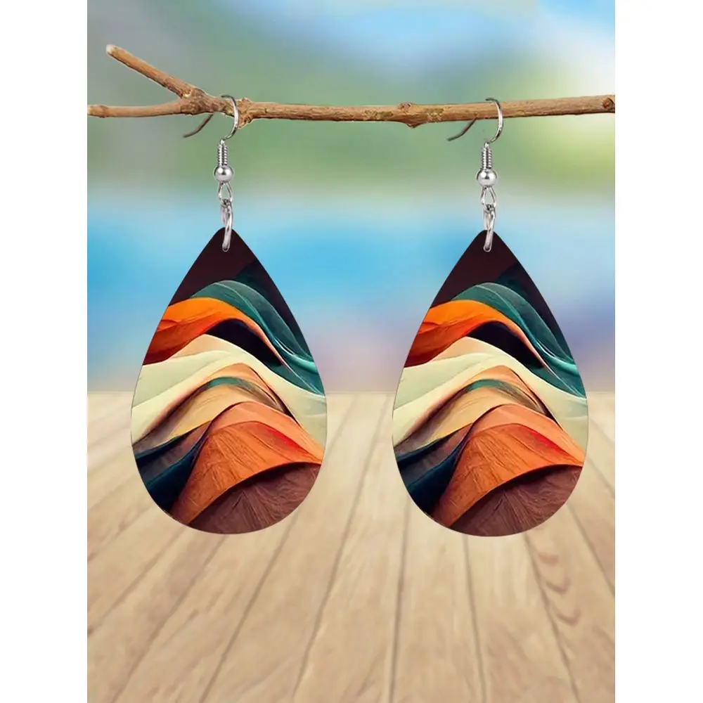 Pair Abstract Colored Mountain Peaks Shape Leather Earrings Lightweight Teardrop Faux Leather Ear Drops Suitable For Women Dail
Pair Abstract Colored Mountain Peaks Shape Leather Earrings Lightweight Teardrop Faux Leather Ear Drops Suitable For Women Dail