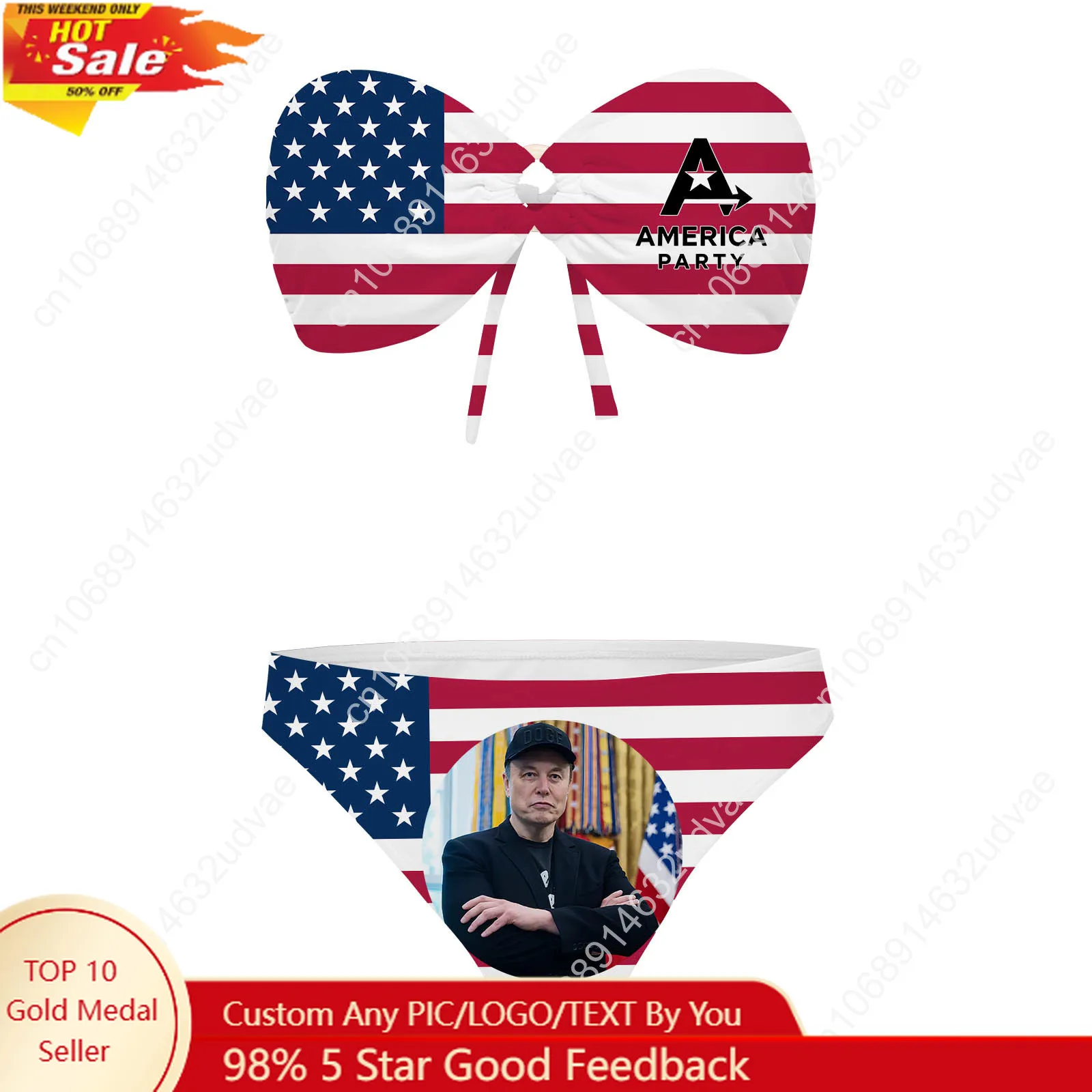 America Party Strapless Swimsuit Womens Bathing Suits Elon Musk Custom Cozy Fashion Swimwear Sexy Bikini Customized Beachwear
America Party Strapless Swimsuit Womens Bathing Suits Elon Musk Custom Cozy Fashion Swimwear Sexy Bikini Customized Beachwear