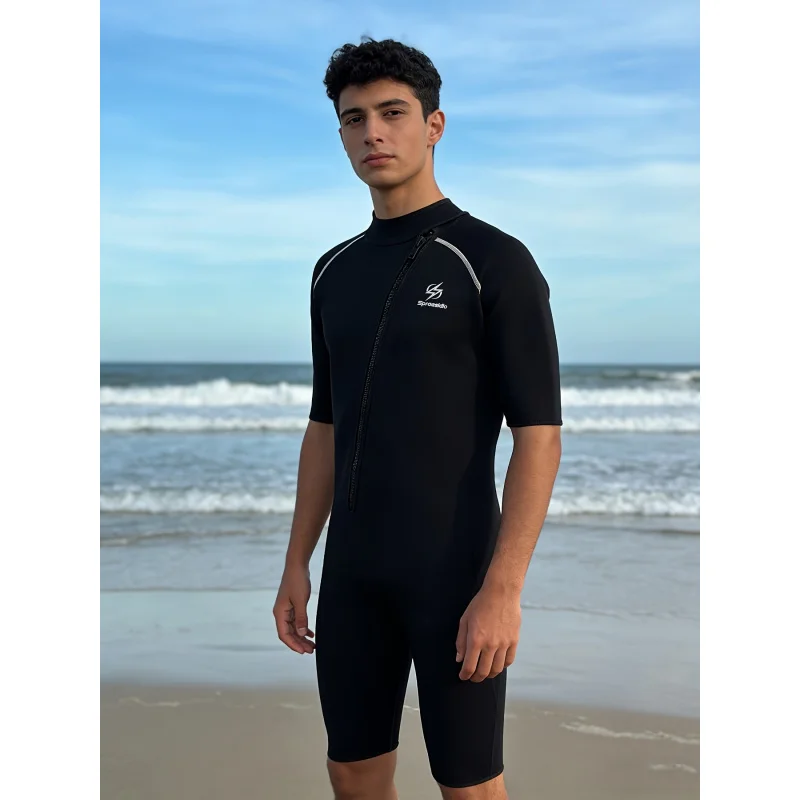 Men's Short Sleeve One Piece Short Swimwear With Belt And Front Zipper Elastic Breathable Male Jumpsuit Swimsuit Special Design
Men's Short Sleeve One Piece Short Swimwear With Belt And Front Zipper Elastic Breathable Male Jumpsuit Swimsuit Special Design