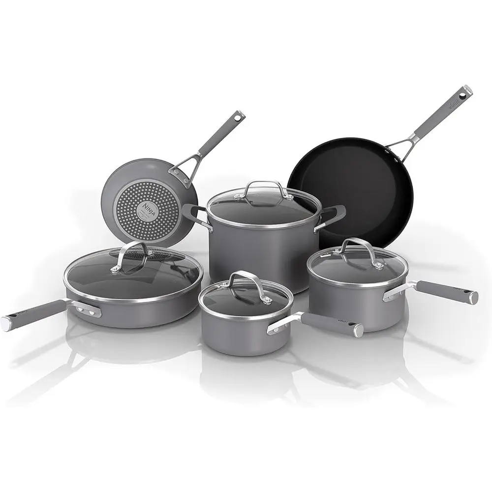 10-Piece Hard-Anodized Nonstick Cookware Set, Durable Oven-Safe to 500°F, Grey
10-Piece Hard-Anodized Nonstick Cookware Set, Durable Oven-Safe to 500°F, Grey
