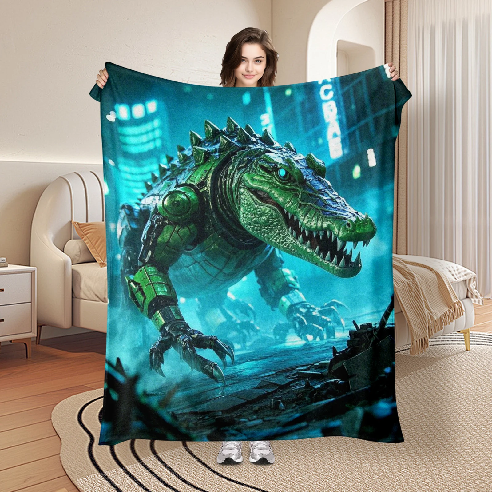 Mechanical Alligator Tech Style Blue Blanket For Futuristic Themes And Modern Nature Vibes In Home Decor Design
Mechanical Alligator Tech Style Blue Blanket For Futuristic Themes And Modern Nature Vibes In Home Decor Design