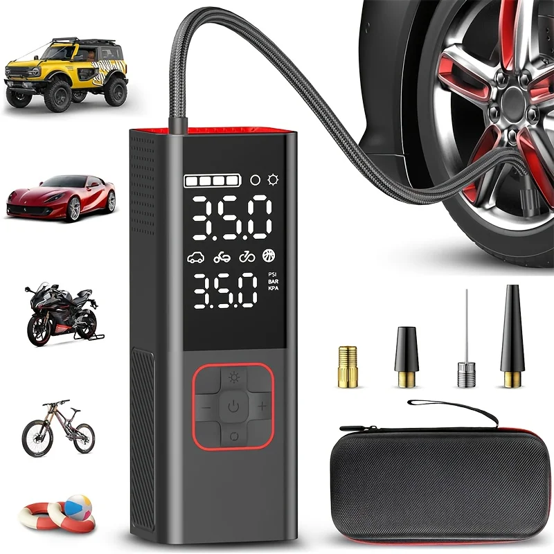 20000mAh Air Compressor with Digital Display & Fast Inflation - Portable Tire for Cars,, Motorcycles, Balls, Equipment - - Lithium, Emergency Power Bank, Pressure Gauge & Flashlight (12V)
20000mAh Air Compressor with Digital Display & Fast Inflation - Portable Tire for Cars,, Motorcycles, Balls, Equipment - - Lithium, Emergency Power Bank, Pressure Gauge & Flashlight (12V)
