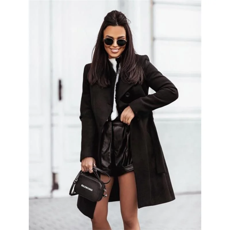 Autumn Winter Women's Woolen Coat Pure Color Belted Mid-Length Cross-Border Fashion Cleanfit Style Thickened Cotton Lined Casual
Autumn Winter Women's Woolen Coat Pure Color Belted Mid-Length Cross-Border Fashion Cleanfit Style Thickened Cotton Lined Casual