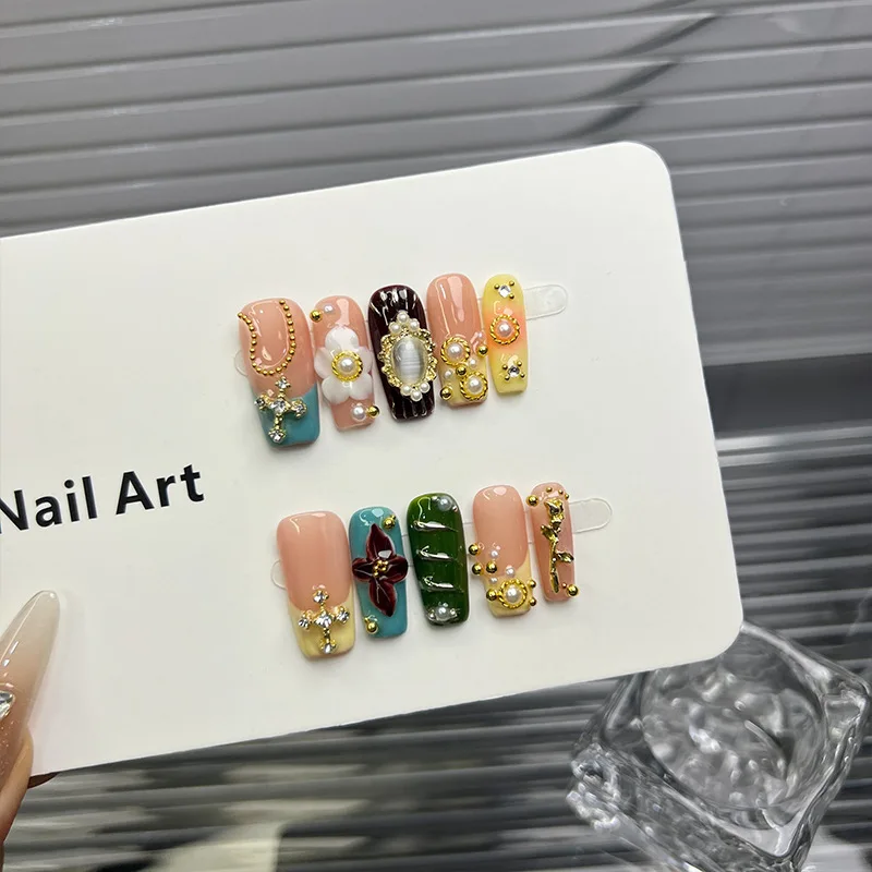 10pcs Spicy Girl False Nails 3D Carved Nail Glitter Diamond Stick on Nail Pearl Cross Gem Fake Nail French Square Press on Nails
10pcs Spicy Girl False Nails 3D Carved Nail Glitter Diamond Stick on Nail Pearl Cross Gem Fake Nail French Square Press on Nails