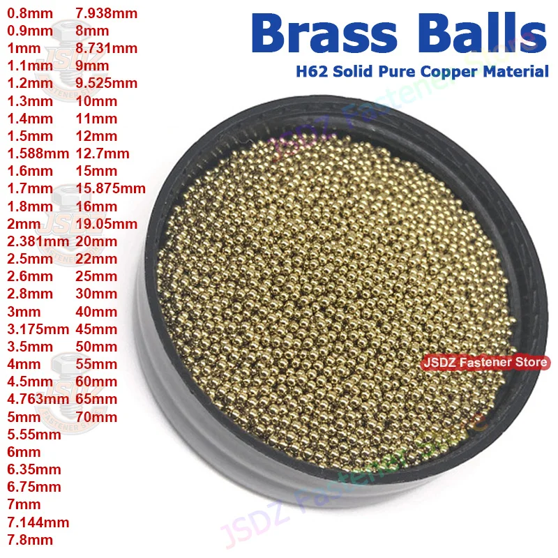 1-200pcs 0.8-45mm Solid Brass Ball Bead Anti-corrosion Ultra High Precision H62 Pure Copper/Red Copper Ball 1 2 6 7.938 8 10 16
1-200pcs 0.8-45mm Solid Brass Ball Bead Anti-corrosion Ultra High Precision H62 Pure Copper/Red Copper Ball 1 2 6 7.938 8 10 16