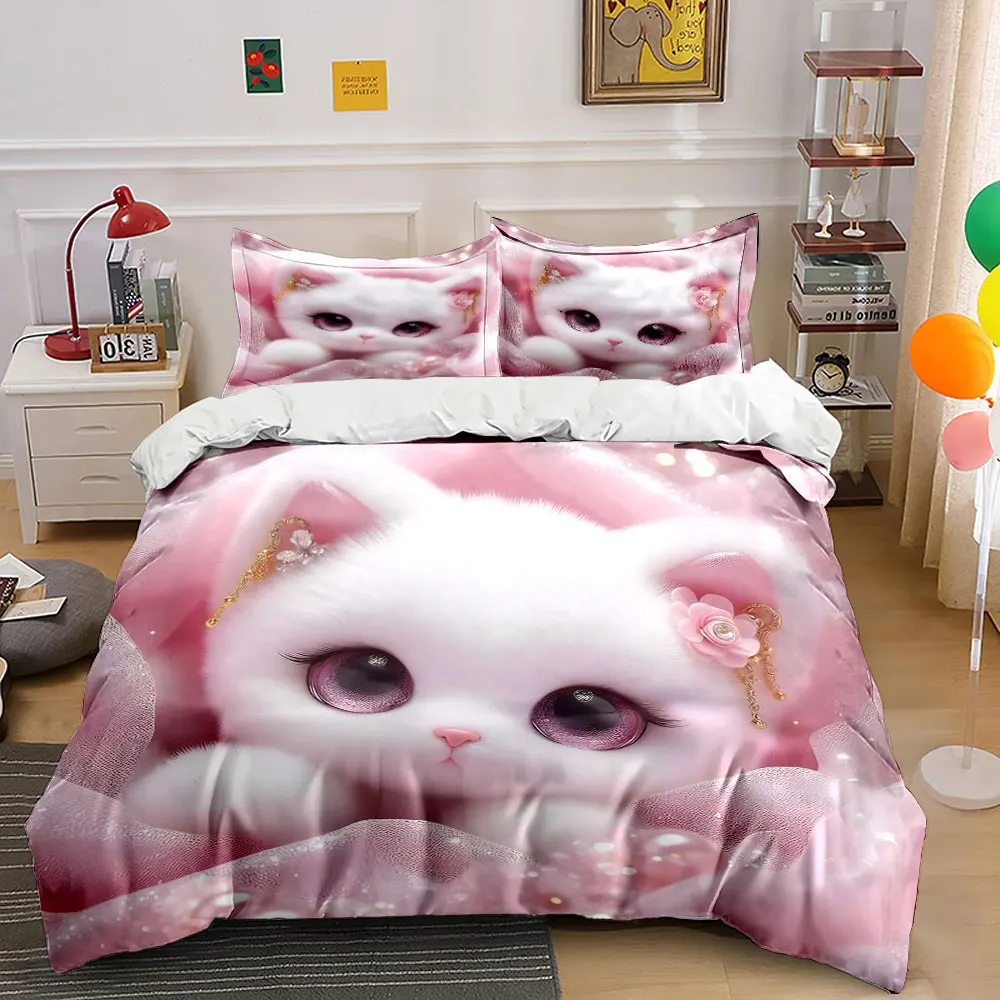 Pink chiffon and cat-ear decor Print Soft Comfortable Duvet Cover Bedding Set Included 1*Duvet Cover 2*Pillowcases Luxury gifts
Pink chiffon and cat-ear decor Print Soft Comfortable Duvet Cover Bedding Set Included 1*Duvet Cover 2*Pillowcases Luxury gifts