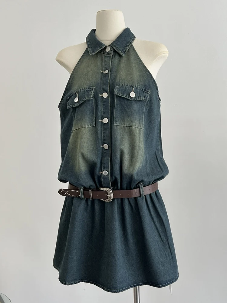 Vintage Single-Breasted Jean Dress Mini Turn-Down Sleeveless Short Dresses Women 2024 New Korean Fashion Tank Vestidos Mujer
Vintage Single-Breasted Jean Dress Mini Turn-Down Sleeveless Short Dresses Women 2024 New Korean Fashion Tank Vestidos Mujer