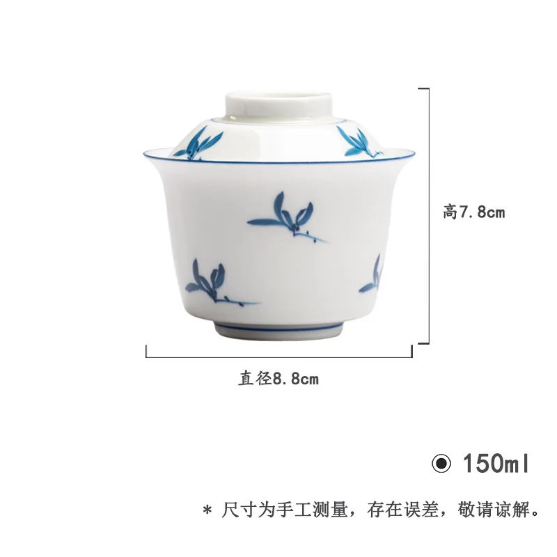 Jade Clay Hand-Painted Autumn Water Orchid Kung Fu Set Ceramic Household Blue and White Tea Bowl Simple Gaiwan
Jade Clay Hand-Painted Autumn Water Orchid Kung Fu Set Ceramic Household Blue and White Tea Bowl Simple Gaiwan