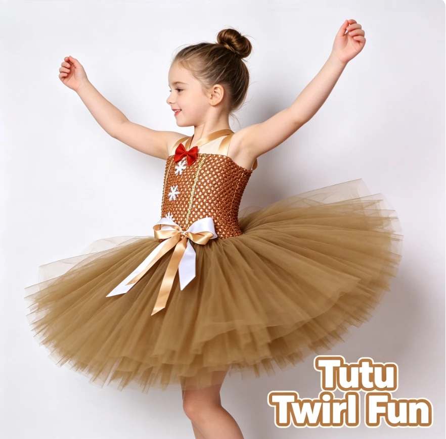 Girls Browm Gingerbread Man Tutu Dress Back Tie Design For Kid Christmas Party Dress Up Clothes Ginger Bread Man Holiday Clothes
Girls Browm Gingerbread Man Tutu Dress Back Tie Design For Kid Christmas Party Dress Up Clothes Ginger Bread Man Holiday Clothes