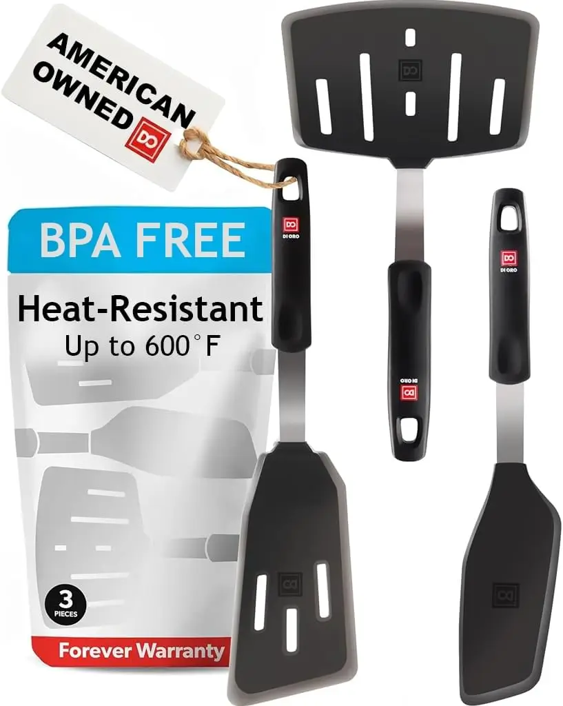 Spatulas for Kitchen Use, 600°F Heat-Resistant Silicone Turner Set, Nonstick Cookware Safe Pancake Egg Flippers, BPA Free
Spatulas for Kitchen Use, 600°F Heat-Resistant Silicone Turner Set, Nonstick Cookware Safe Pancake Egg Flippers, BPA Free