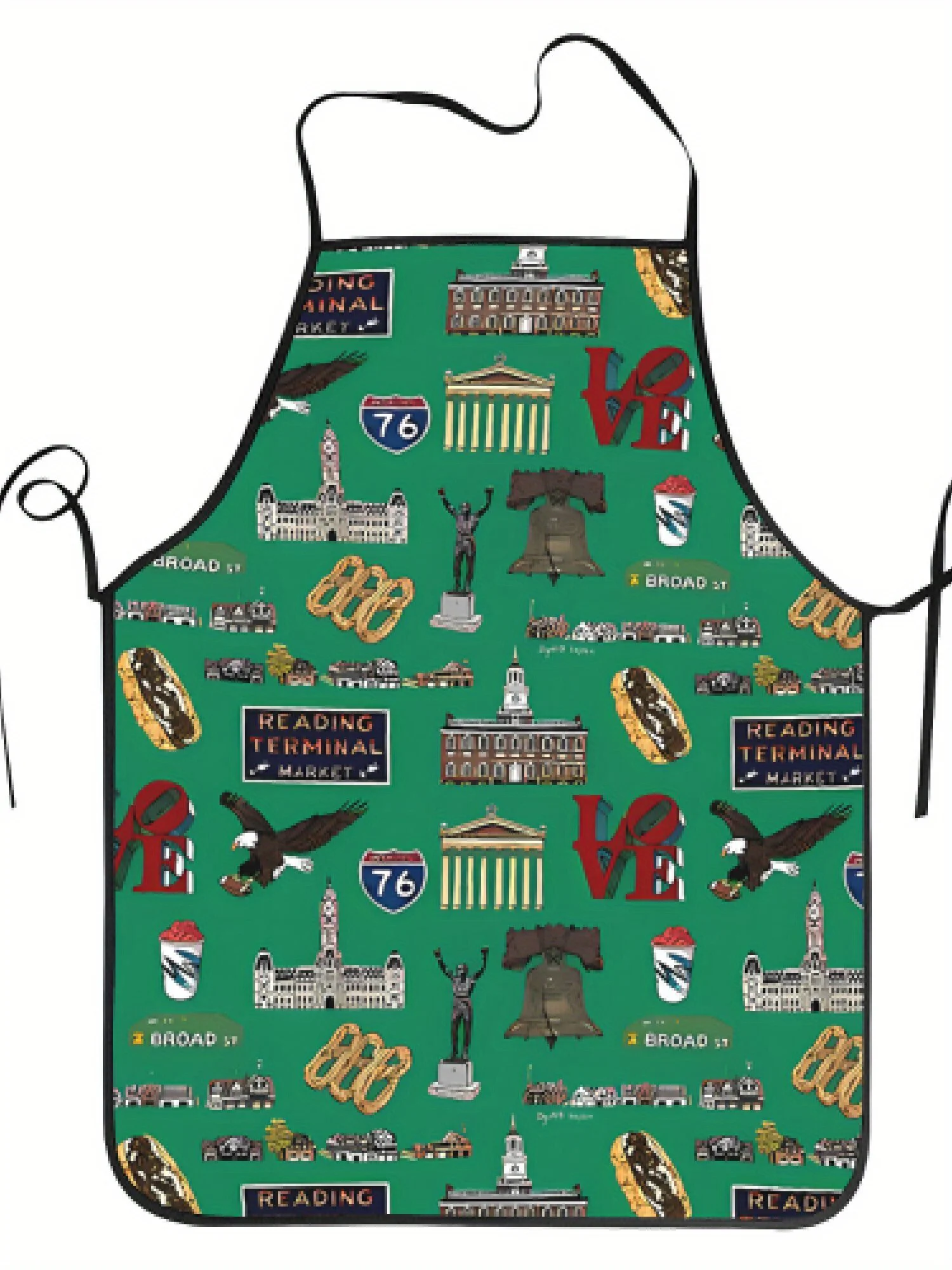 Philly-Themed Retro Apron Kelly Green with Independence Hall Liberty Bell & Soft Pretzel Print Unisex Kitchen Apron for Cooking
Philly-Themed Retro Apron Kelly Green with Independence Hall Liberty Bell & Soft Pretzel Print Unisex Kitchen Apron for Cooking