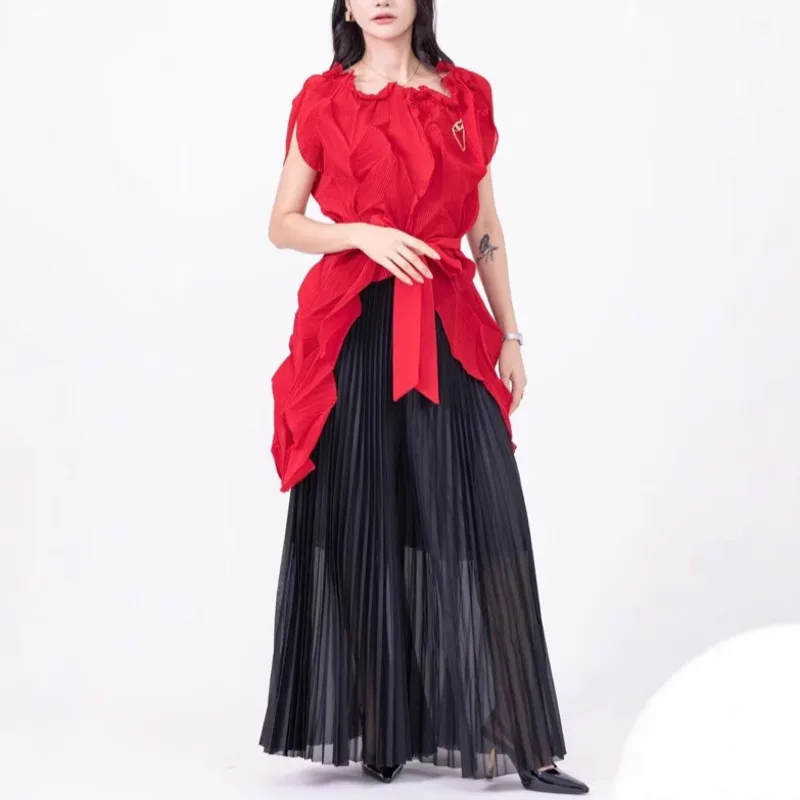 Miyake 2025 Summer New Fashion Casual Versatile Irregular Short Sleeve Top Loose Wide-leg Pants 2-Piece Set Pleated Women's Suit
Miyake 2025 Summer New Fashion Casual Versatile Irregular Short Sleeve Top Loose Wide-leg Pants 2-Piece Set Pleated Women's Suit