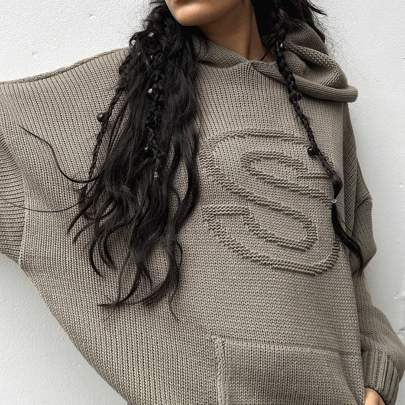 Casual Pullover Hooded Sweater 2023 Autumn Winter Women Soild Color Knit Letter Embroidery Long Sleeve Pocket Loose Hoodies
Casual Pullover Hooded Sweater 2023 Autumn Winter Women Soild Color Knit Letter Embroidery Long Sleeve Pocket Loose Hoodies
