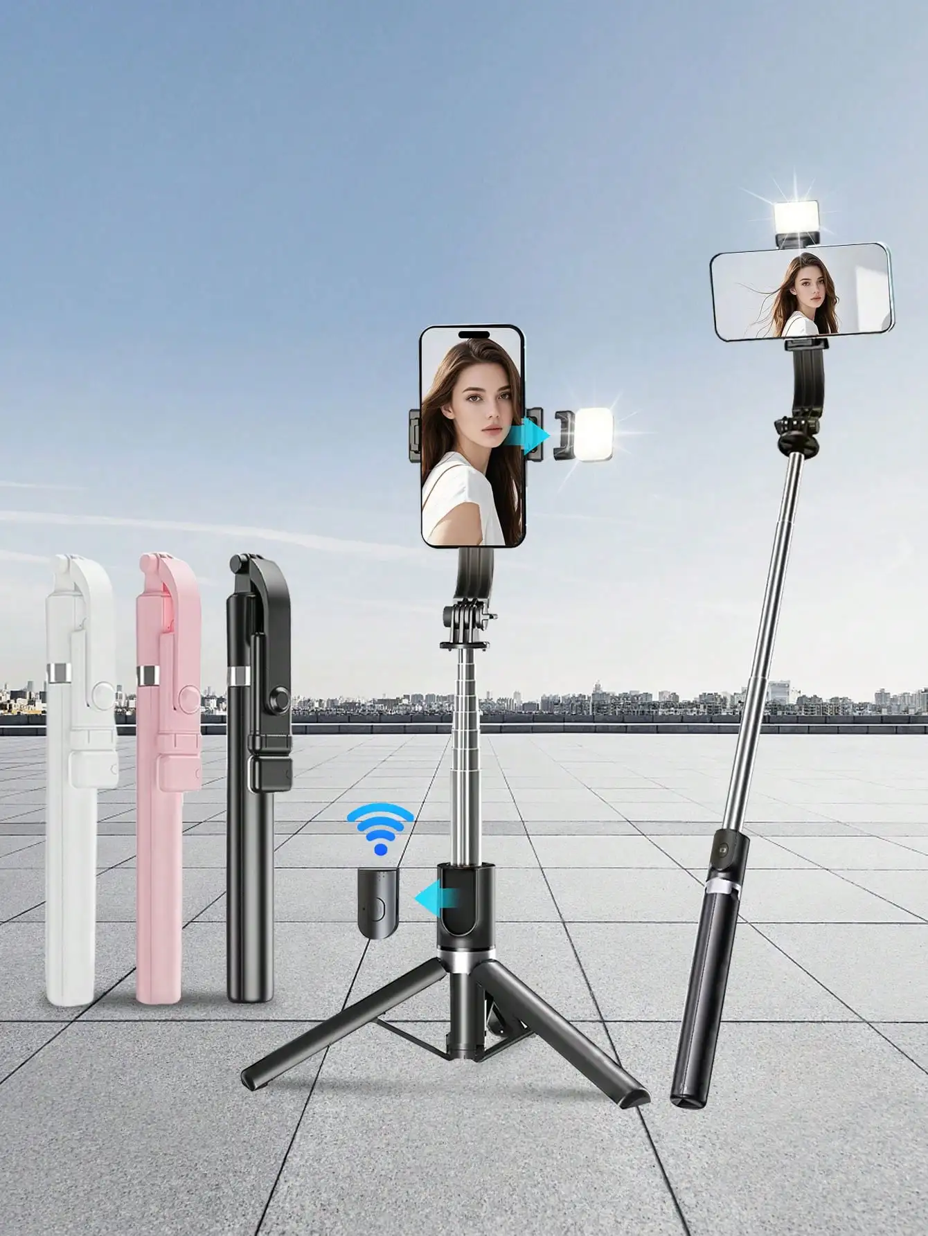 1.7m/69cm Portable Selfie Stick With LED Multi-Color Fill Light, Extendable Selfie Stick Tripod, Wireless Remote, Lightweight And Compact, Compatible With IPhone 16/15/14/13/12 Pro/Xs Max, Galaxy S25/S24/S23/S22 Ultra And Other Android Smartphones And GoP
1.7m/69cm Portable Selfie Stick With LED Multi-Color Fill Light, Extendable Selfie Stick Tripod, Wireless Remote, Lightweight And Compact, Compatible With IPhone 16/15/14/13/12 Pro/Xs Max, Galaxy S25/S24/S23/S22 Ultra And Other Android Smartphones And GoP