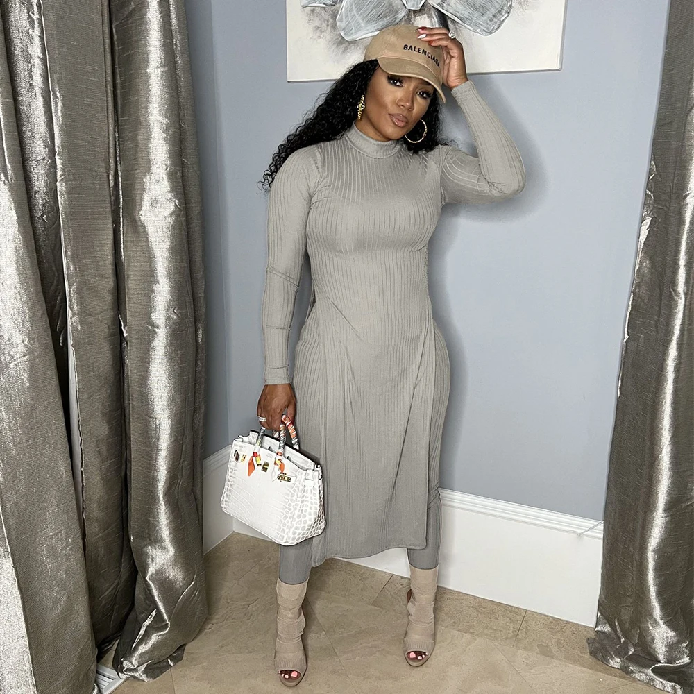Women's Lengthened Long Sleeve Split Top + Leggings Solid Color Casual Pit Strip Suit 2022 Autumn/Winter Two Piece Set
Women's Lengthened Long Sleeve Split Top + Leggings Solid Color Casual Pit Strip Suit 2022 Autumn/Winter Two Piece Set